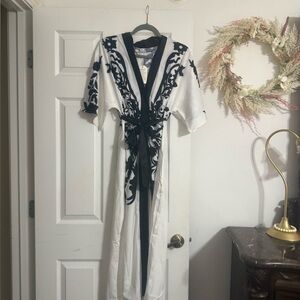 Elegant Black and White Embroidered Dress